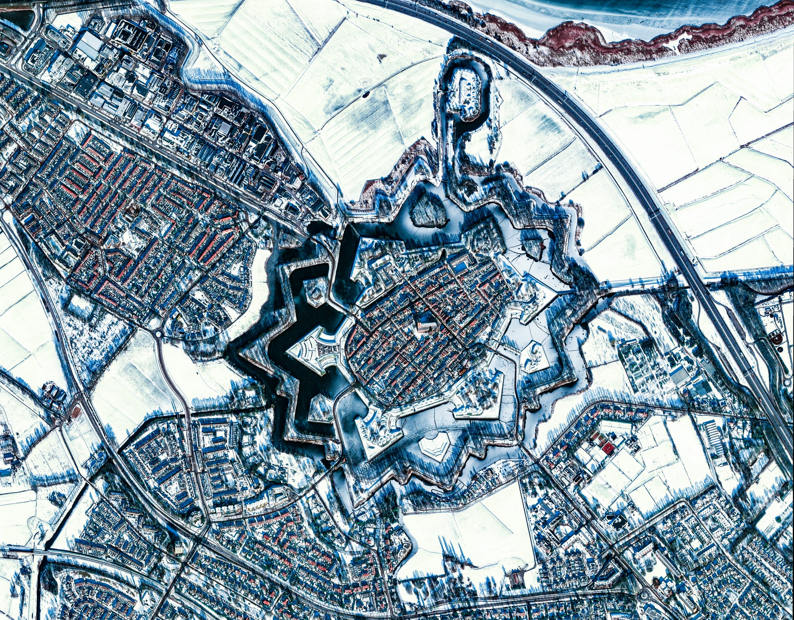 Satellite image of Naarden Vesting (a star-shaped fort in the Netherlands)