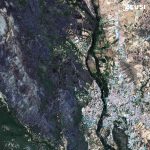 Satellite image of an area damaged by wildfire
