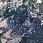 Satellite image of an area damaged by wildfire