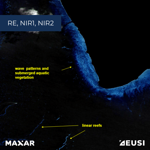 Source of the images: Coastal Applications of WorldView-2 High Resolution Multi-Spectral Imagery by G. Marchisio, G. Miecznik, F. Pacifici, C. Padwick