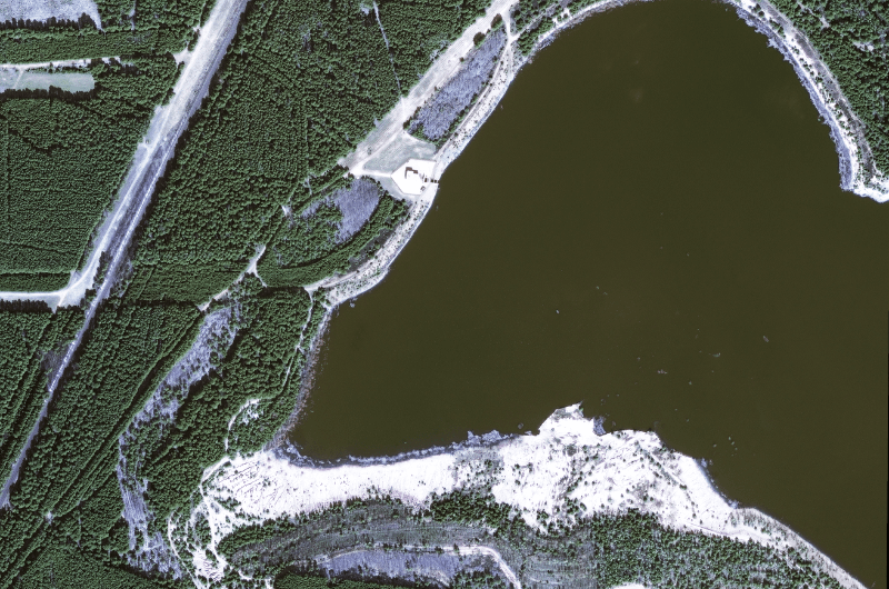 Satellite image of a water reservoir