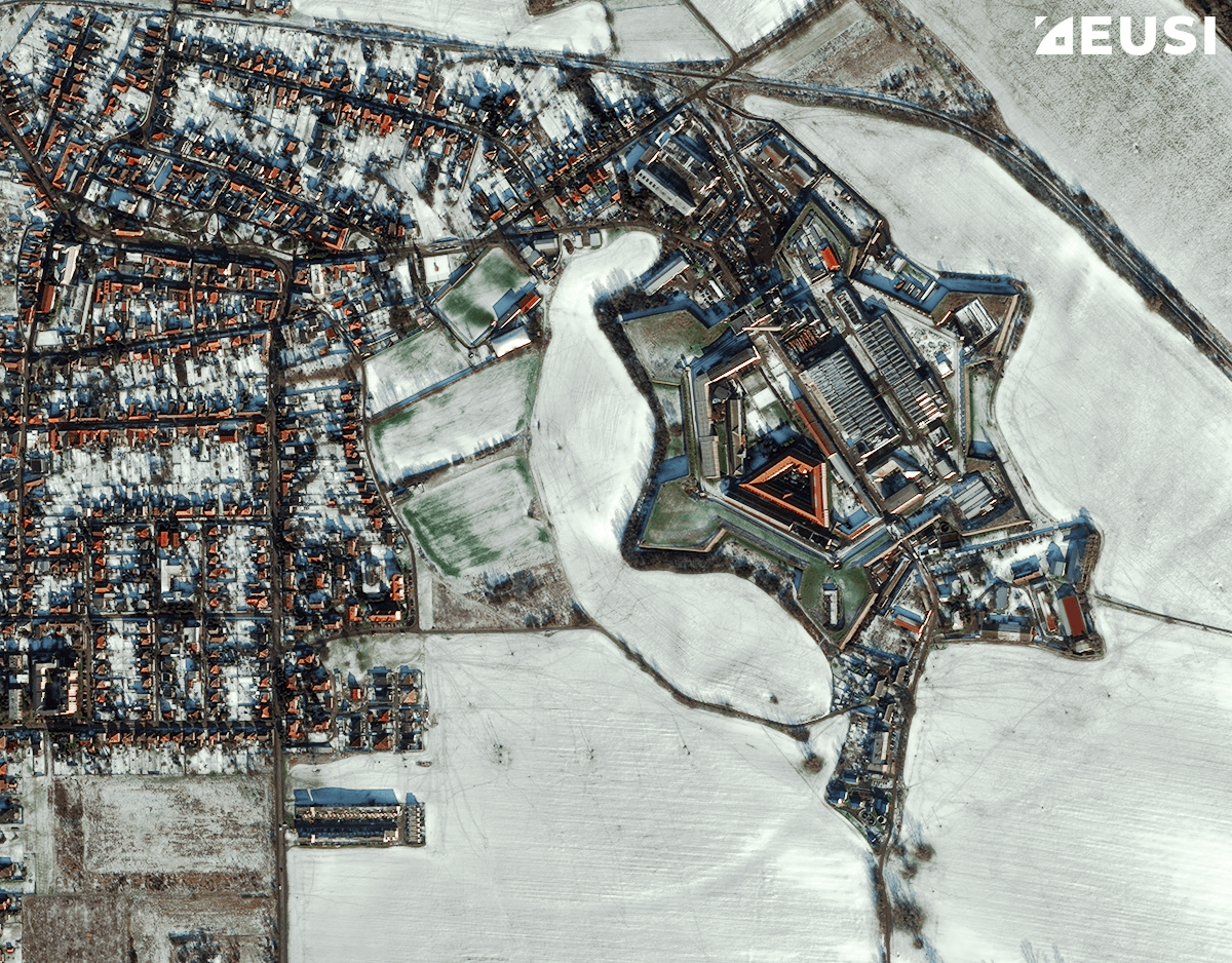 Satellite image of the Leopoldov Fortress in Slovakia
