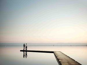 lake couple horizon