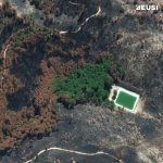 Satellite image of an area damaged by wildfire