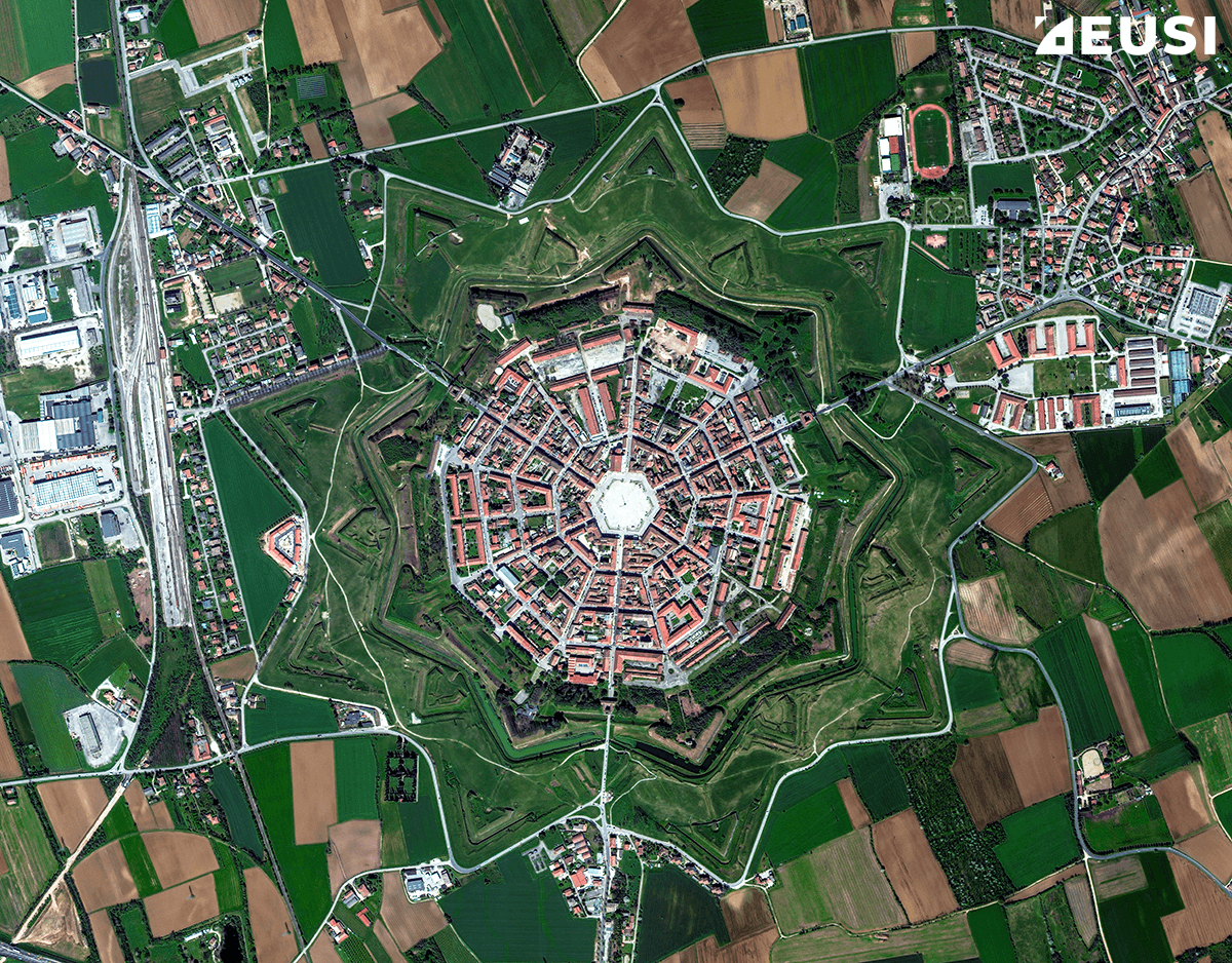 Satellite view of the Palmanova star fort