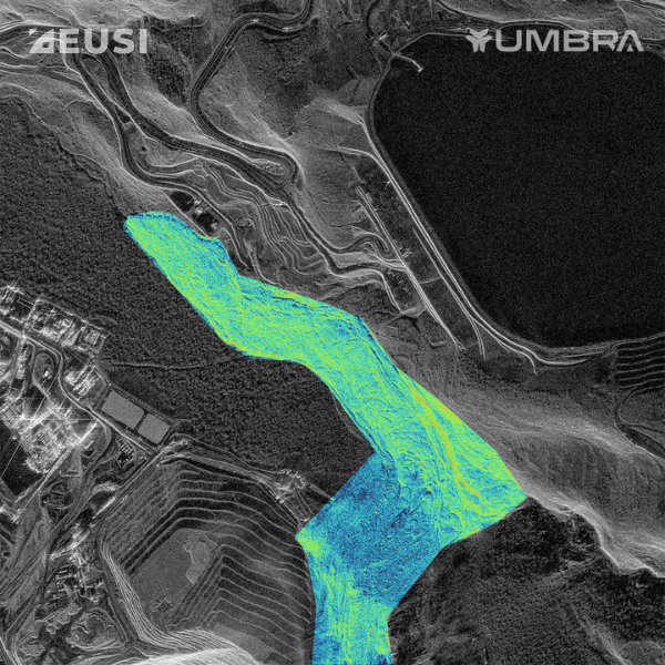 Copler Gold Mine landslide (February 2024) captured in SAR imagery by Umbra