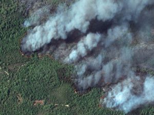 Satellite image of a wildfire