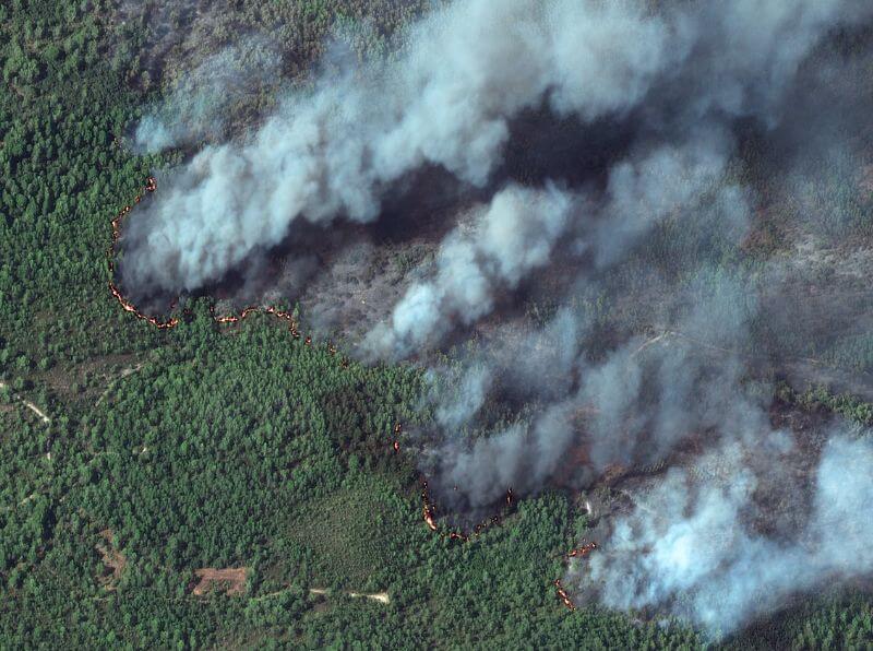 Satellite image of a wildfire